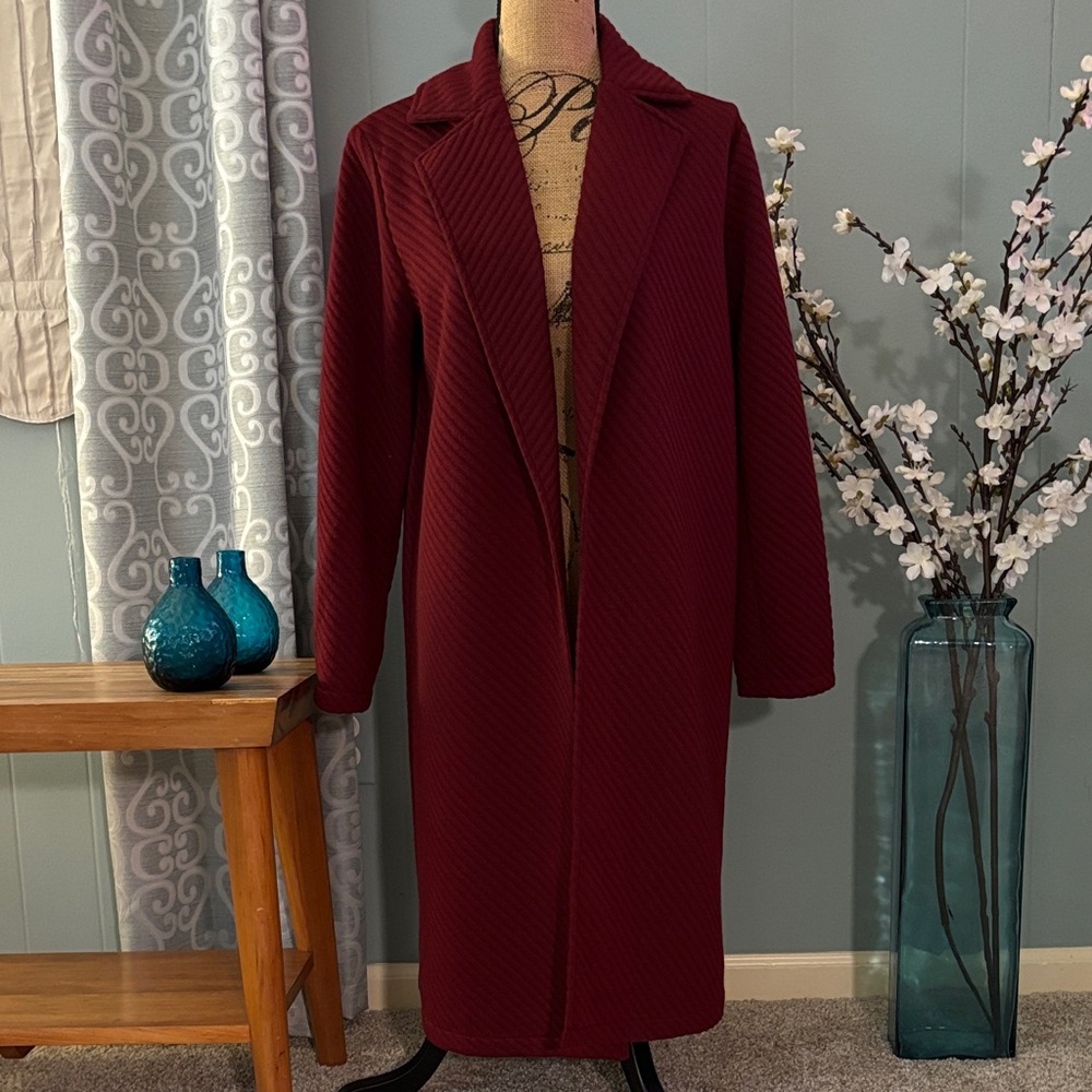 NWT Steve Madden Notch Collar Ribbed Knit Open Over Coat